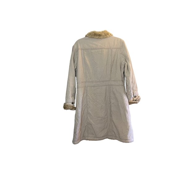 VTG-Y2K-Static Womens XL Beige Corduroy Coat Faux Fur Collar & Cuffs Penny lane - Picture 2 of 16